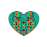 Pumkins Dancing In The Season Pop Art Rubber Coaster (Heart) 