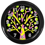 Simple colorful tree Wall Clocks (Black)