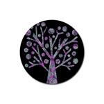 Purple magical tree Rubber Coaster (Round) 