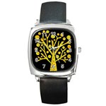 Yellow magical tree Square Metal Watch