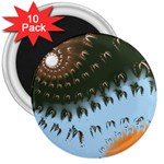 Sun-Ray Swirl Pattern 3  Magnets (10 pack) 