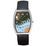 Sun-Ray Swirl Pattern Barrel Style Metal Watch