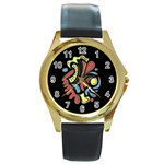 Colorful abstract spot Round Gold Metal Watch