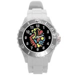 Colorful abstract spot Round Plastic Sport Watch (L)
