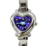 Lotus Flower Magical Colors Purple Blue Turquoise Heart Italian Charm Watch