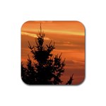 Christmas tree and sunset Rubber Coaster (Square) 