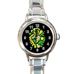 Yellow and green spot Round Italian Charm Watch