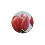 Red - White Tulip flower Golf Ball Marker