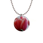 Red - White Tulip flower Button Necklaces
