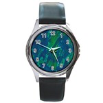 Green and blue design Round Metal Watch