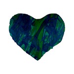 Green and blue design Standard 16  Premium Flano Heart Shape Cushions