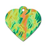 Green and orange abstraction Dog Tag Heart (Two Sides)