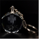 46 2 Clover 3D Engraving Circle Key Chain