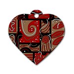 Red and brown abstraction Dog Tag Heart (One Side)