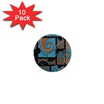 Blue and brown abstraction 1  Mini Magnet (10 pack) 