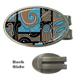 Blue and brown abstraction Money Clips (Oval) 