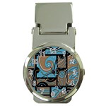 Blue and brown abstraction Money Clip Watches