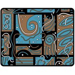 Blue and brown abstraction Double Sided Fleece Blanket (Medium) 