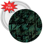 Green town 3  Buttons (10 pack) 
