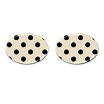 Polka Dots - Black on Pearl Brown Cufflinks (Oval)
