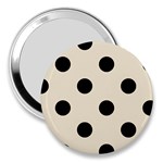 Polka Dots - Black on Pearl Brown 3  Handbag Mirror