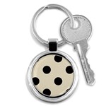 Polka Dots - Black on Pearl Brown Key Chain (Round)