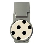 Polka Dots - Black on Pearl Brown Money Clip (Round)