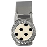 Polka Dots - Black on Pearl Brown Money Clip (CZ)