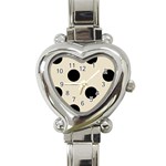 Polka Dots - Black on Pearl Brown Heart Italian Charm Watch