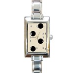 Polka Dots - Black on Pearl Brown Rectangle Italian Charm Watch