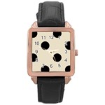 Polka Dots - Black on Pearl Brown Rose Gold Leather Watch