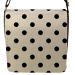 Polka Dots - Black on Pearl Brown Flap Closure Messenger Bag (S)