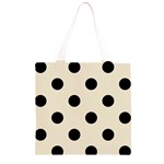 Polka Dots - Black on Pearl Brown Grocery Light Tote Bag