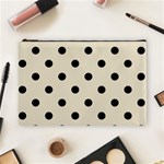 Polka Dots - Black on Pearl Brown Cosmetic Bag (L)