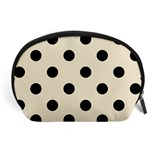 Polka Dots - Black on Pearl Brown Accessory Pouch (Large)