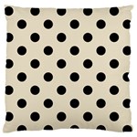 Polka Dots - Black on Pearl Brown Large Flano Cushion Case (One Side)