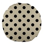Polka Dots - Black on Pearl Brown Large 18  Premium Round Cushion