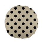 Polka Dots - Black on Pearl Brown Standard 15  Premium Round Cushion