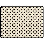 Polka Dots - Black on Pearl Brown Fleece Blanket (Large) (One Side)