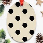 Polka Dots - Black on Pearl Brown Ornament (Oval)