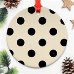 Polka Dots - Black on Pearl Brown Round Ornament (Two Sides)