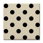 Polka Dots - Black on Pearl Brown Tile Coaster