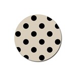 Polka Dots - Black on Pearl Brown Rubber Coaster (Round)