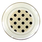 Polka Dots - Black on Pearl Brown Porcelain Plate