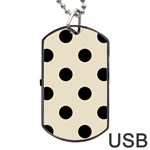 Polka Dots - Black on Pearl Brown Dog Tag USB Flash (One Side)