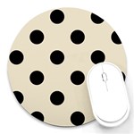 Polka Dots - Black on Pearl Brown Round Mousepad