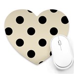 Polka Dots - Black on Pearl Brown Heart Mousepad