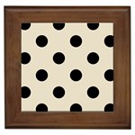 Polka Dots - Black on Pearl Brown Framed Tile