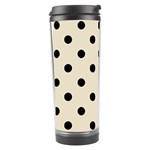 Polka Dots - Black on Pearl Brown Travel Tumbler