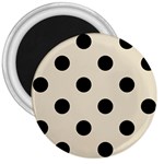 Polka Dots - Black on Pearl Brown 3  Magnet